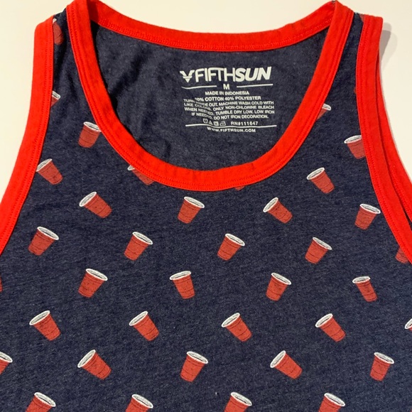 ♦️Fifth Sun red white and blue party solo cup tank (Unisex) Sz Med - Picture 1 of 6